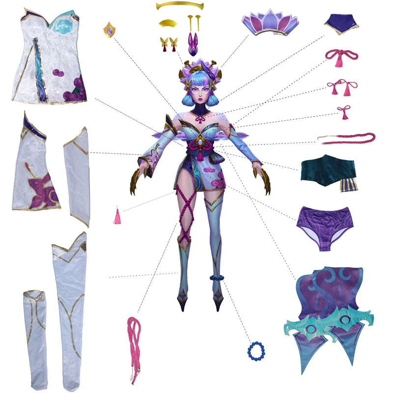 LOL Spirit Blossom Evelynn Cosplay Costume Full Set with Headwear - Astricos-Astricos