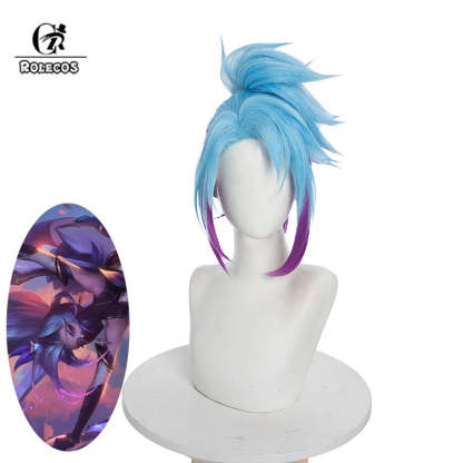 LOL Star Guardian Akali Cosplay Wig - 40cm Mixed Color with Ponytail | Heat Resistant-Astricos
