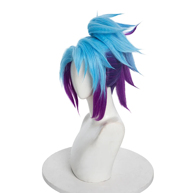 LOL Star Guardian Akali Cosplay Wig - 40cm Mixed Color with Ponytail | Heat Resistant-Astricos
