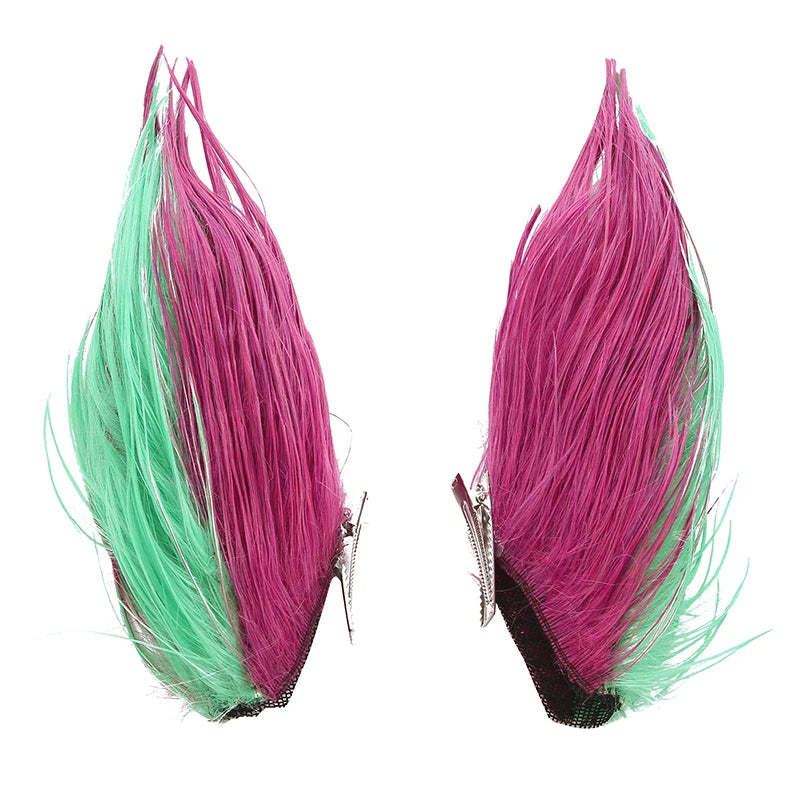 LOL Star Guardian Xayah Cosplay Wig - 65cm Mixed Color with Ears, Heat Resistant Synthetic-Astricos