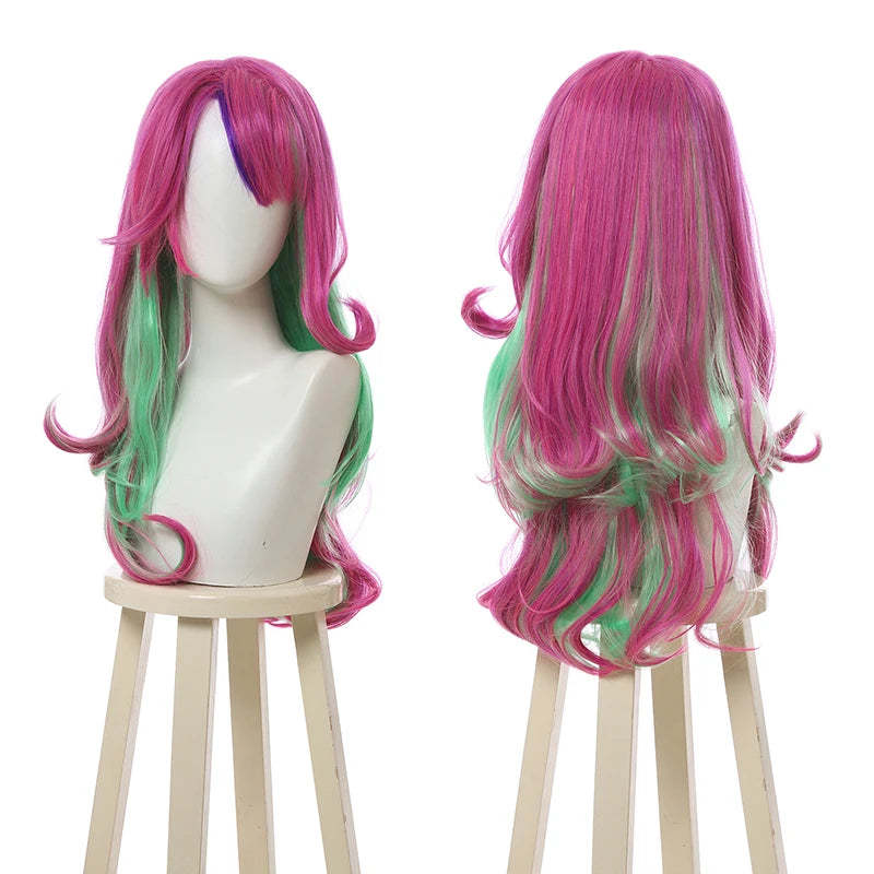 LOL Star Guardian Xayah Cosplay Wig - 65cm Mixed Color with Ears, Heat Resistant Synthetic-Astricos