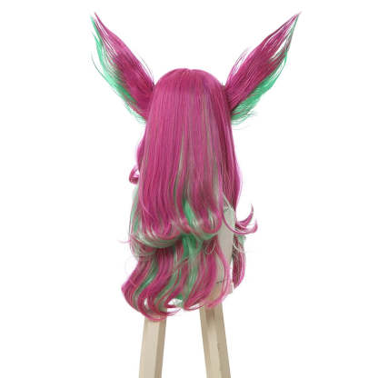 LOL Star Guardian Xayah Cosplay Wig - 65cm Mixed Color with Ears, Heat Resistant Synthetic-Astricos