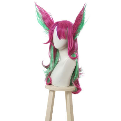 LOL Star Guardian Xayah Cosplay Wig - 65cm Mixed Color with Ears, Heat Resistant Synthetic-Astricos
