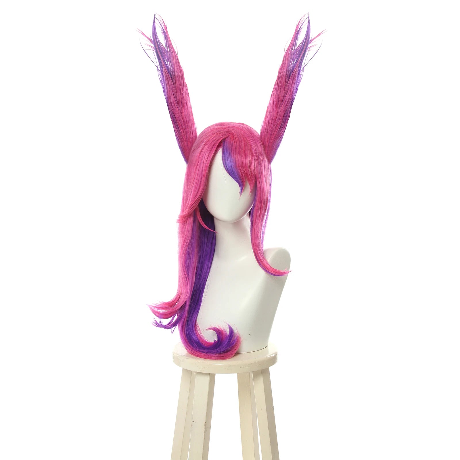 LOL Star Guardian Xayah Cosplay Wig - 65cm Long Pink Purple Rebel Wigs with Ears & Heat Resistant-Astricos