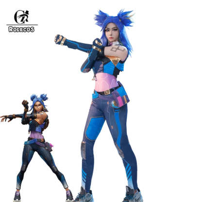Valorant Neon Cosplay Costume - Blue Women Combat Uniform for Halloween & Parties-Astricos