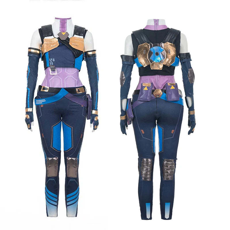 Valorant Neon Cosplay Costume - Blue Women Combat Uniform for Halloween & Parties-Astricos