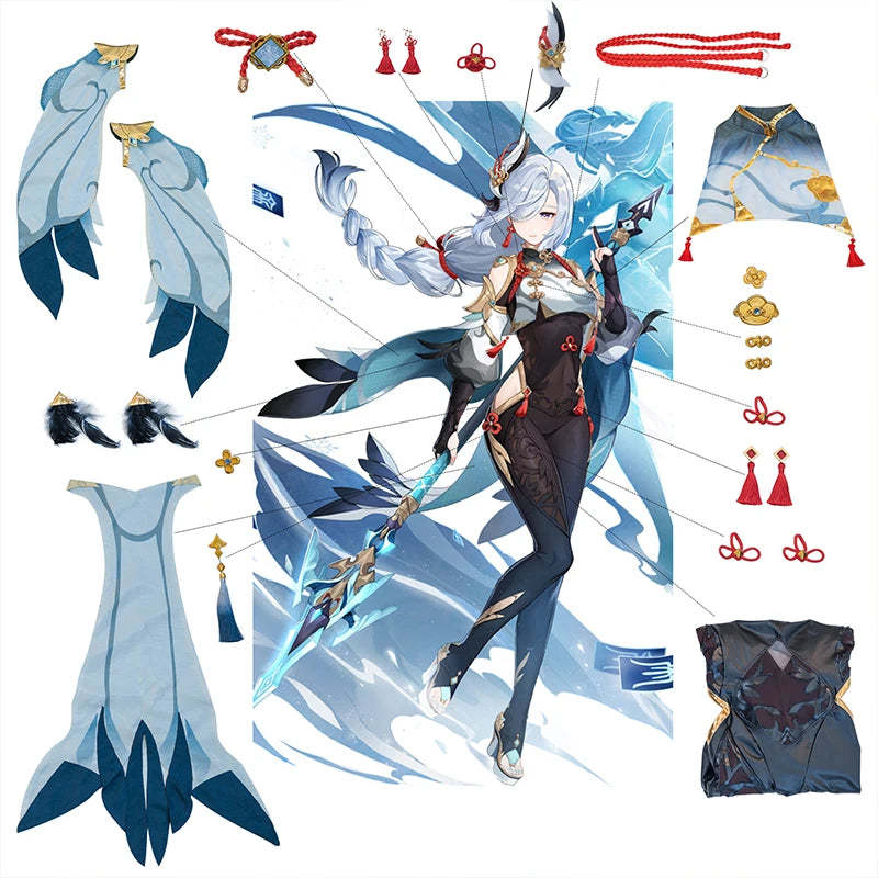 Genshin Impact Shenhe Cosplay Costume - Women's Sexy Jumpsuit Outfit for Halloween & Cosplay-Astricos
