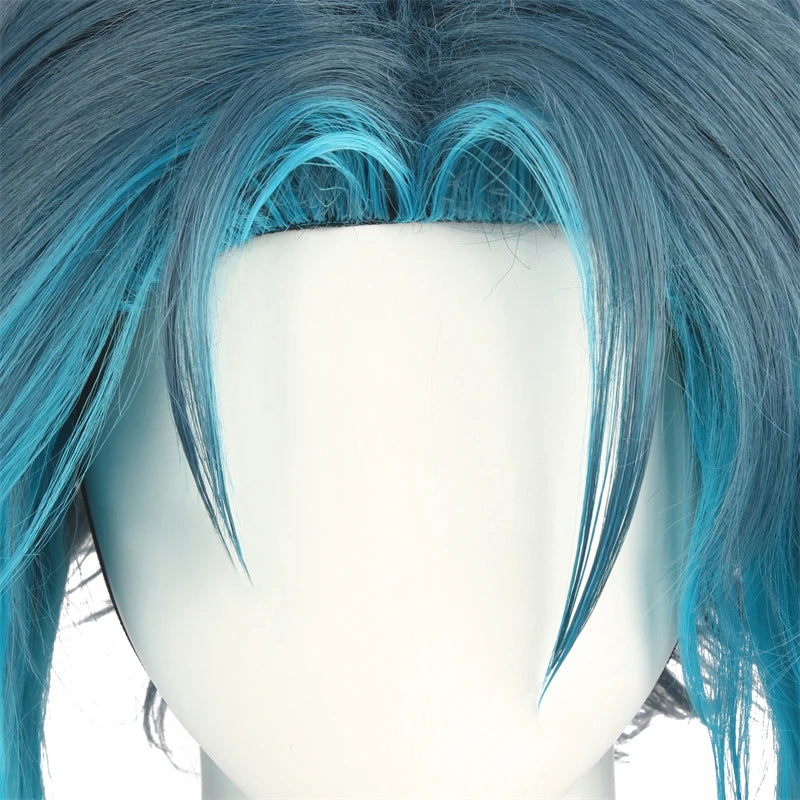 Genshin Impact Xiao Cosplay Wig - 40cm Mixed Blue Heat Resistant Short Wigs-Astricos