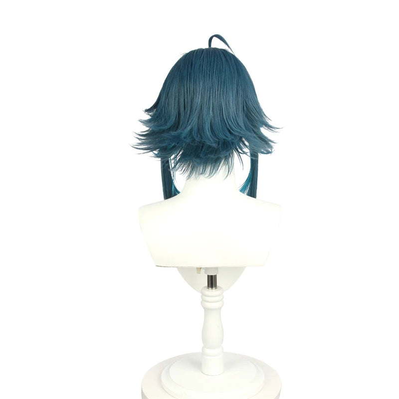 Genshin Impact Xiao Cosplay Wig - 40cm Mixed Blue Heat Resistant Short Wigs-Astricos
