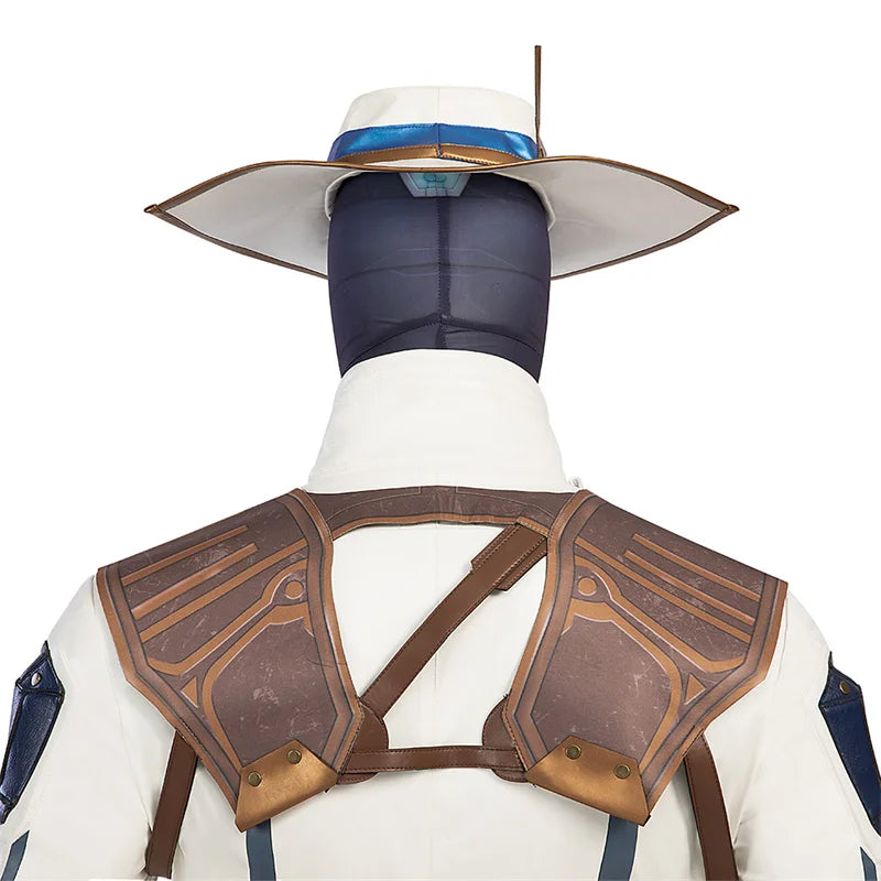 Valorant Cypher Full Cosplay Costume Set - Hat, Coat, Pants & Accessories for Halloween & Parties-Astricos