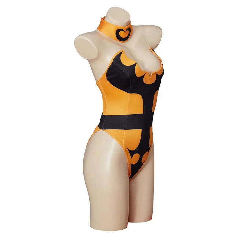 Mortal Kombat X Tanya Cosplay Costume - Yellow Jumpsuit Bodysuit with Gloves & Stockings-Astricos