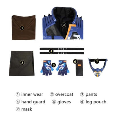 Valorant Yoru Cosplay Costume - Men's Blue Uniform Halloween Carnival Outfit Full Set-Astricos