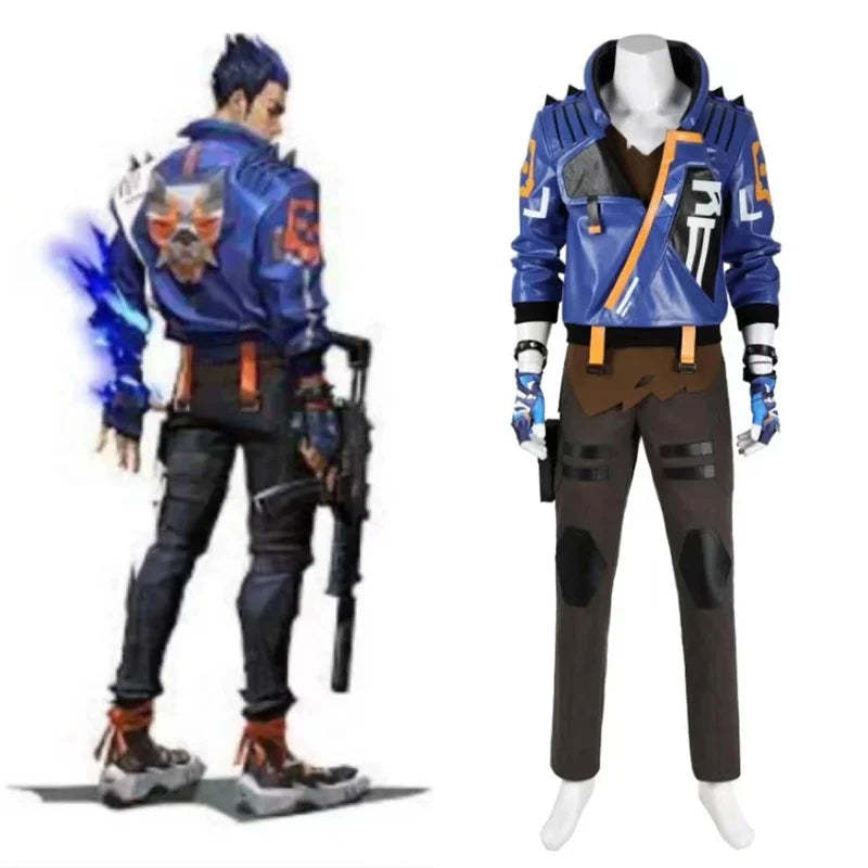 Valorant Yoru Cosplay Costume - Men's Blue Uniform Halloween Carnival Outfit Full Set-Astricos