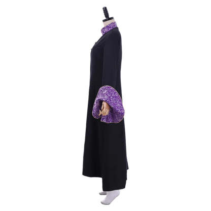 Medieval Priestess Robe Costume - Women’s Black Clergy Cassock with Trumpet Sleeves & Cloak | Astricos-Astricos