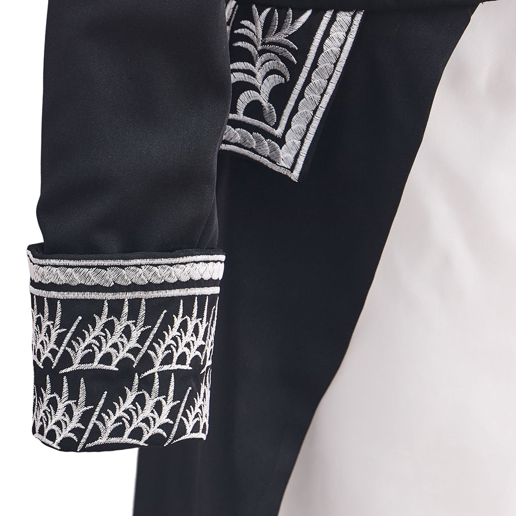 Men's Court Prince Medieval Cosplay Costume - Black & Silver Trim Tuxedo Set
