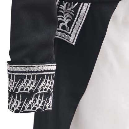 Men's Court Prince Medieval Cosplay Costume - Black & Silver Trim Tuxedo Set