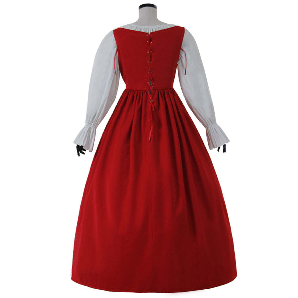 Women's Red Medieval Renaissance Victorian Princess Costume for Evening Balls & Theme Parties-Astricos