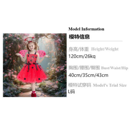Kids Ladybug Red Mesh Princess Dress - Halloween & Cosplay Costume-Astricos