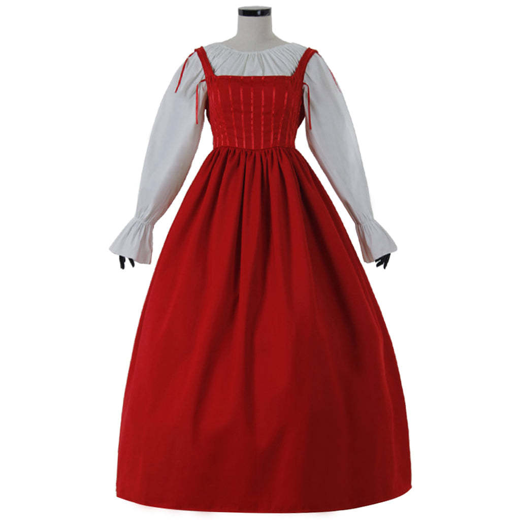 Women's Red Medieval Renaissance Victorian Princess Costume for Evening Balls & Theme Parties-Astricos