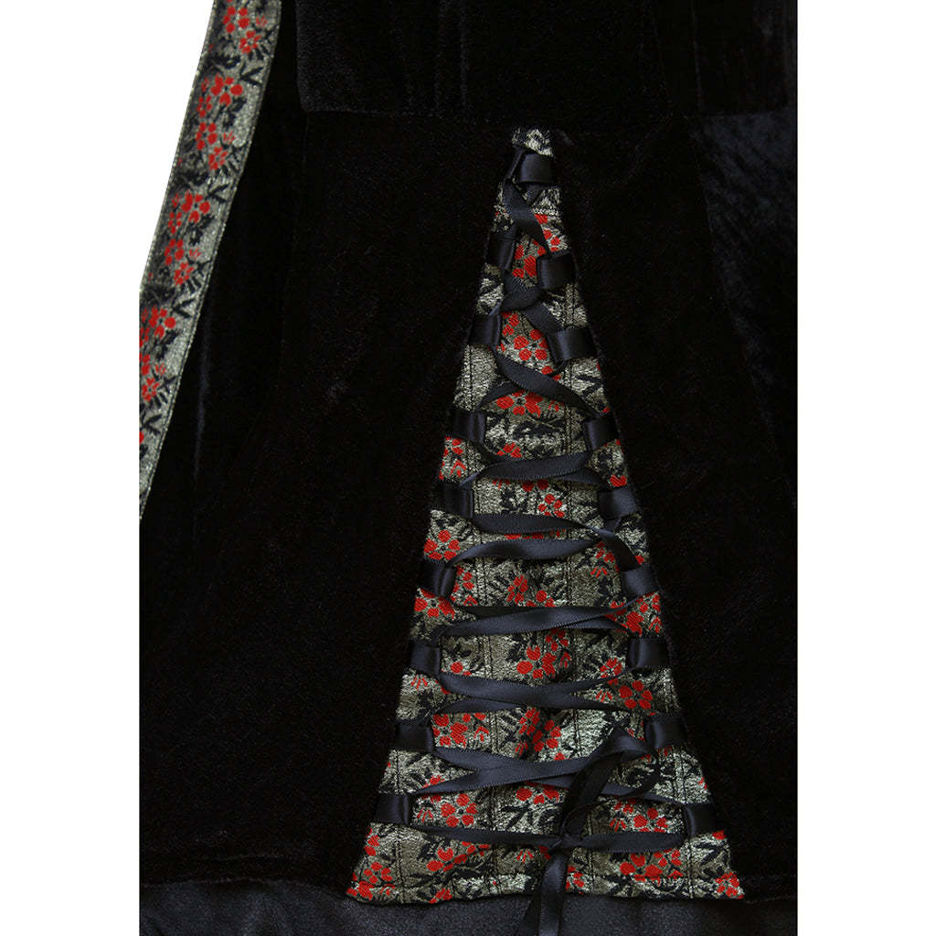 Victorian Rococo Medieval Gown - Gothic Punk Black Velvet Cosplay Costume-Astricos