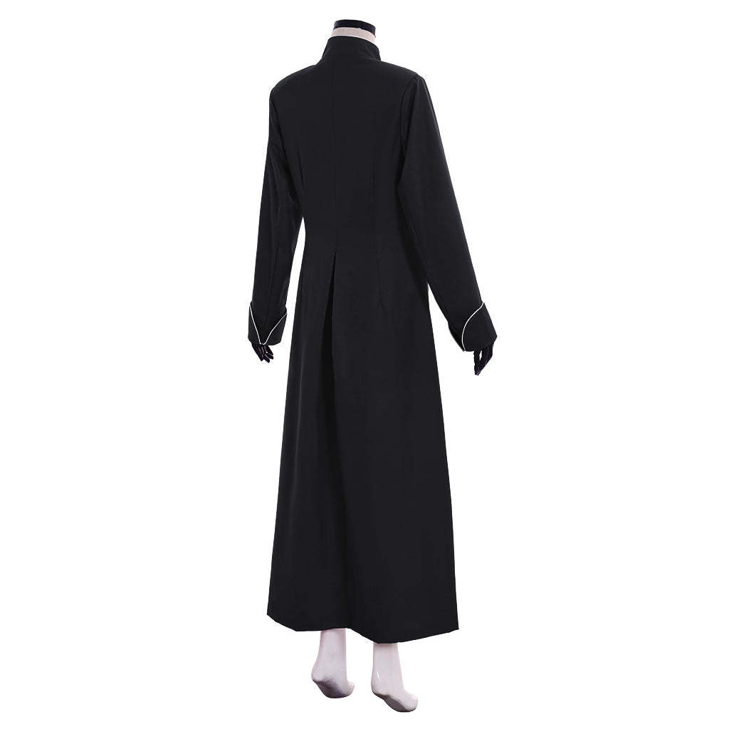 Medieval Men's Vintage Christian Priest Cosplay Costume - Authentic Black Robe for Halloween-Astricos