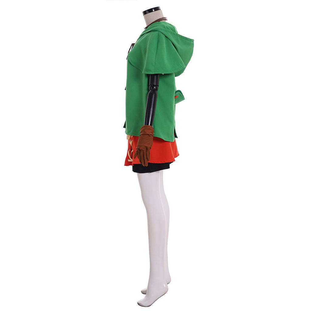 Linkle Cosplay Elf Costume Full Set - Green Cloak, Shirt, Pants, Skirt | Astricos-Astricos