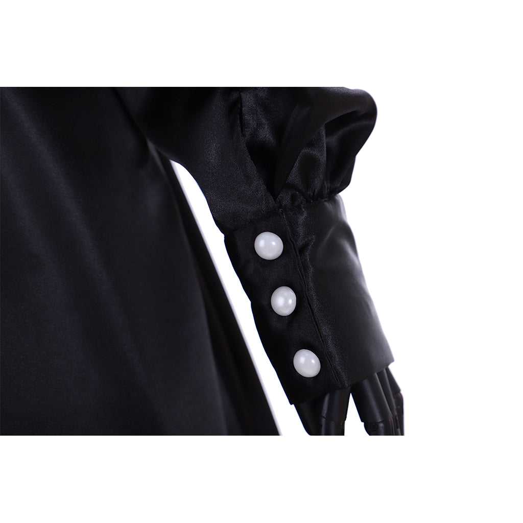 Elegant Black Renaissance Medieval Dress - Victorian Southern Belle Costume for Women-Astricos