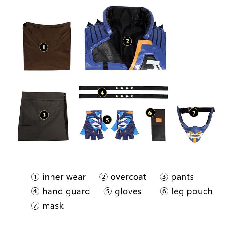 Yoru Kiritani Ryō VALORANT Cosplay Costume Set with Accessories for Men - Astricos-Astricos