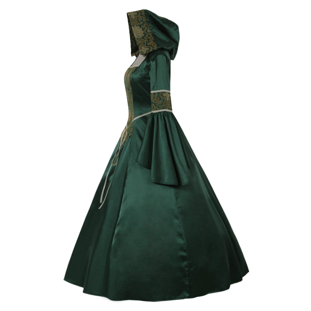 Elegant Medieval Noble Ball Gowns for Women - Victorian Gothic Evening Dresses in Green-Astricos