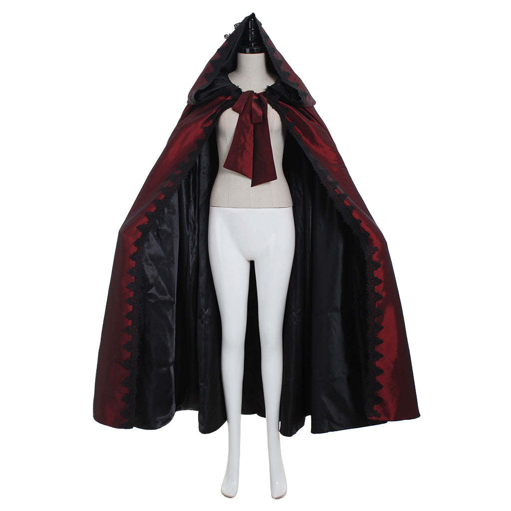 Victorian Red Velvet Cloak - Premium Halloween Cosplay Costume | Astricos-Astricos