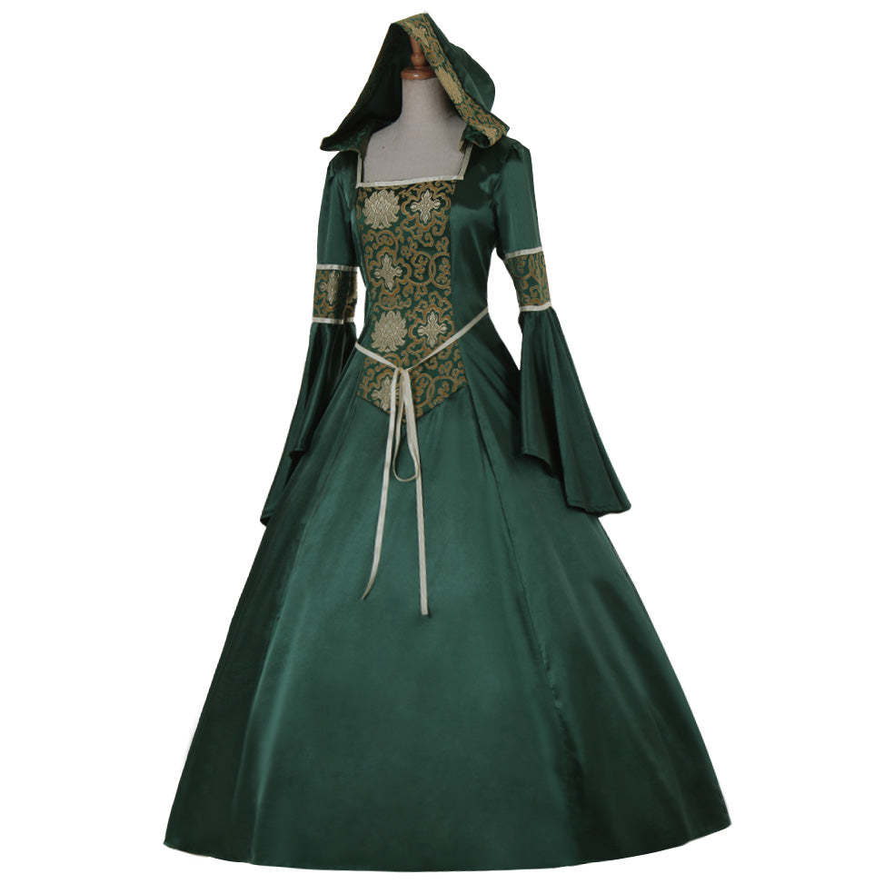 Elegant Medieval Noble Ball Gowns for Women - Victorian Gothic Evening Dresses in Green-Astricos