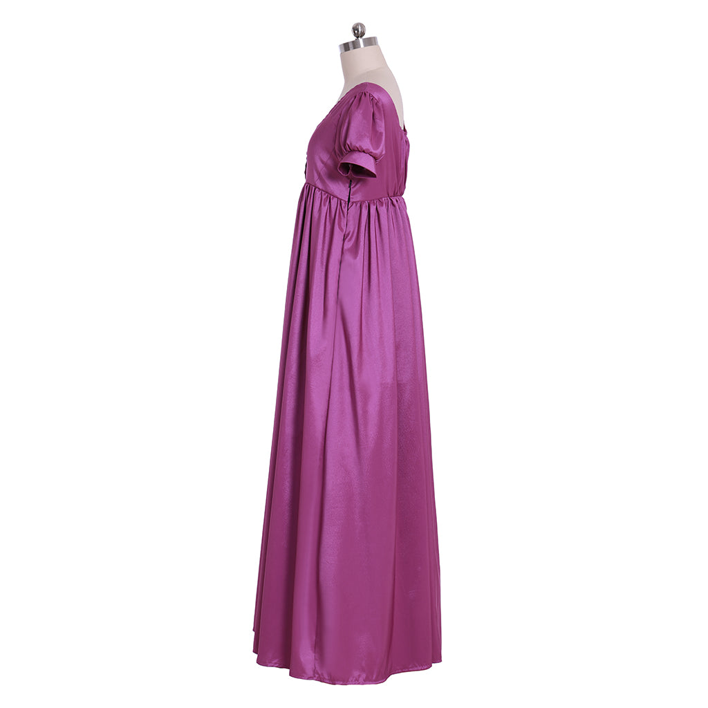 Regency Purple Medieval Renaissance Dress - Noble Tea Party Gown for Women-Astricos