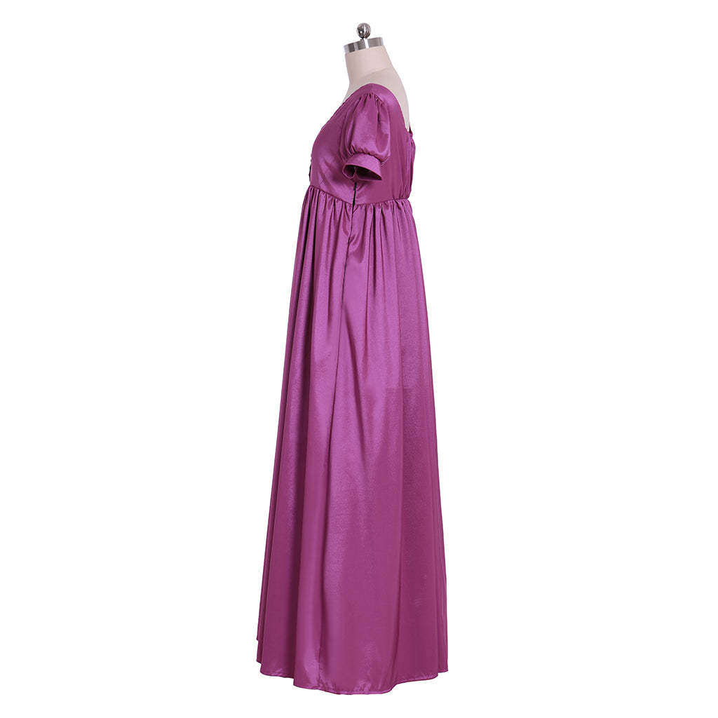 Regency Purple Medieval Renaissance Dress - Noble Tea Party Gown for Women-Astricos
