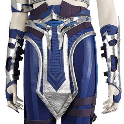 Sexy Mortal Kombat Kitana Cosplay Costume - Blue Top, Pants, Mask & Accessories-Astricos