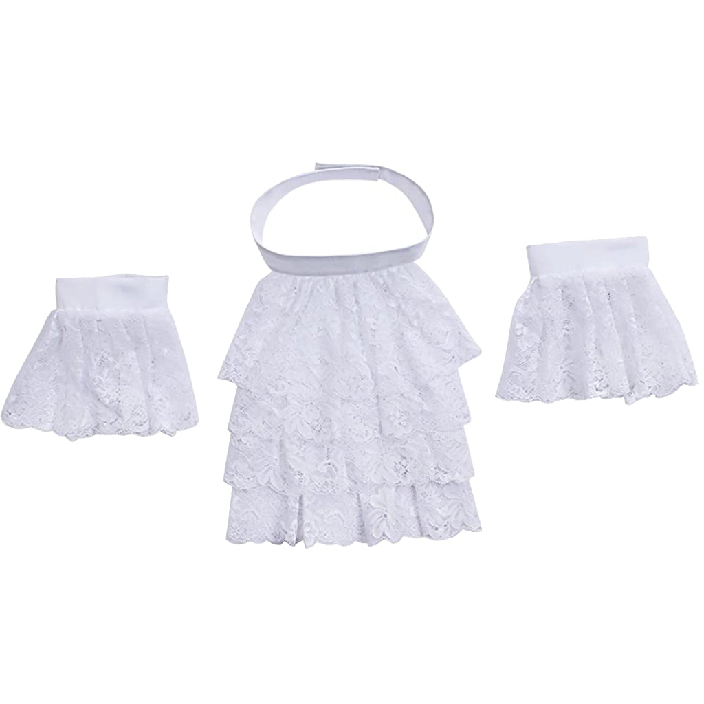Victorian-Style White Lace Detachable Collar and Cuffs - Elegant Cosplay Accessories-Astricos