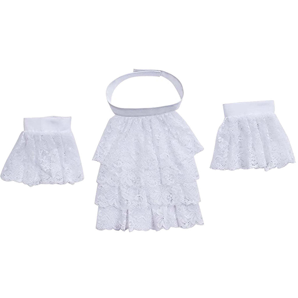 Victorian-Style White Lace Detachable Collar and Cuffs - Elegant Cosplay Accessories-Astricos
