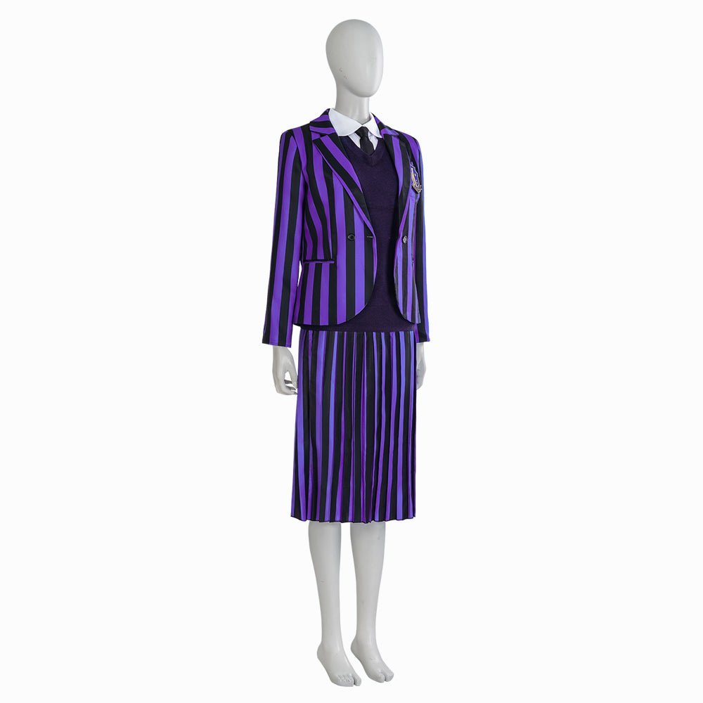 Wednesday Addams Cosplay Costume - Gothic School Uniform Full Set for Anime & Halloween-Astricos