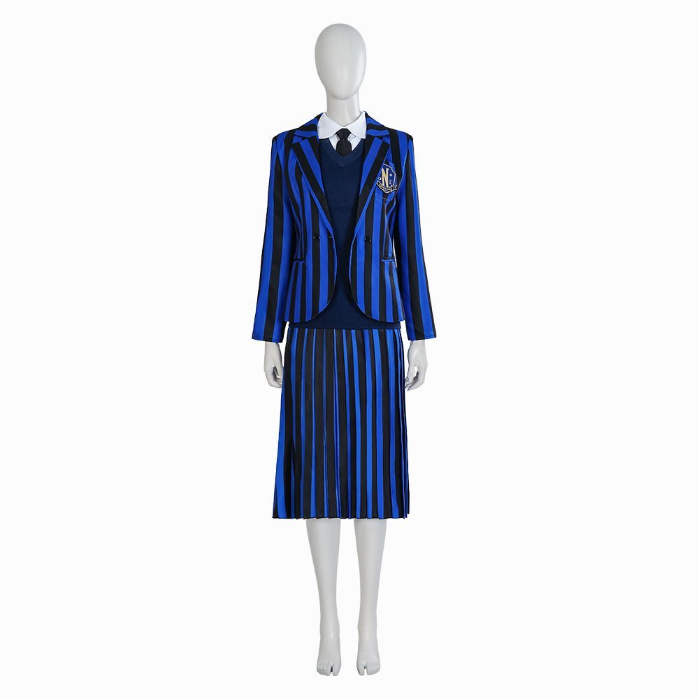 Wednesday Addams Cosplay Costume - Gothic School Uniform Full Set for Anime & Halloween-Astricos