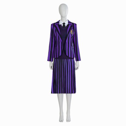 Wednesday Addams Cosplay Costume - Gothic School Uniform Full Set for Anime & Halloween-Astricos