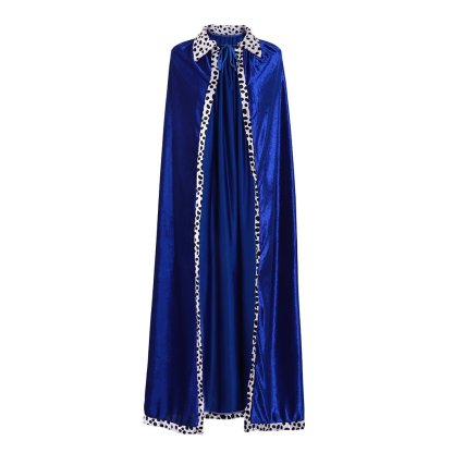 King Blue Velvet Cloak Costume for Adults - Halloween, Christmas, Carnival Party Outfit-Astricos