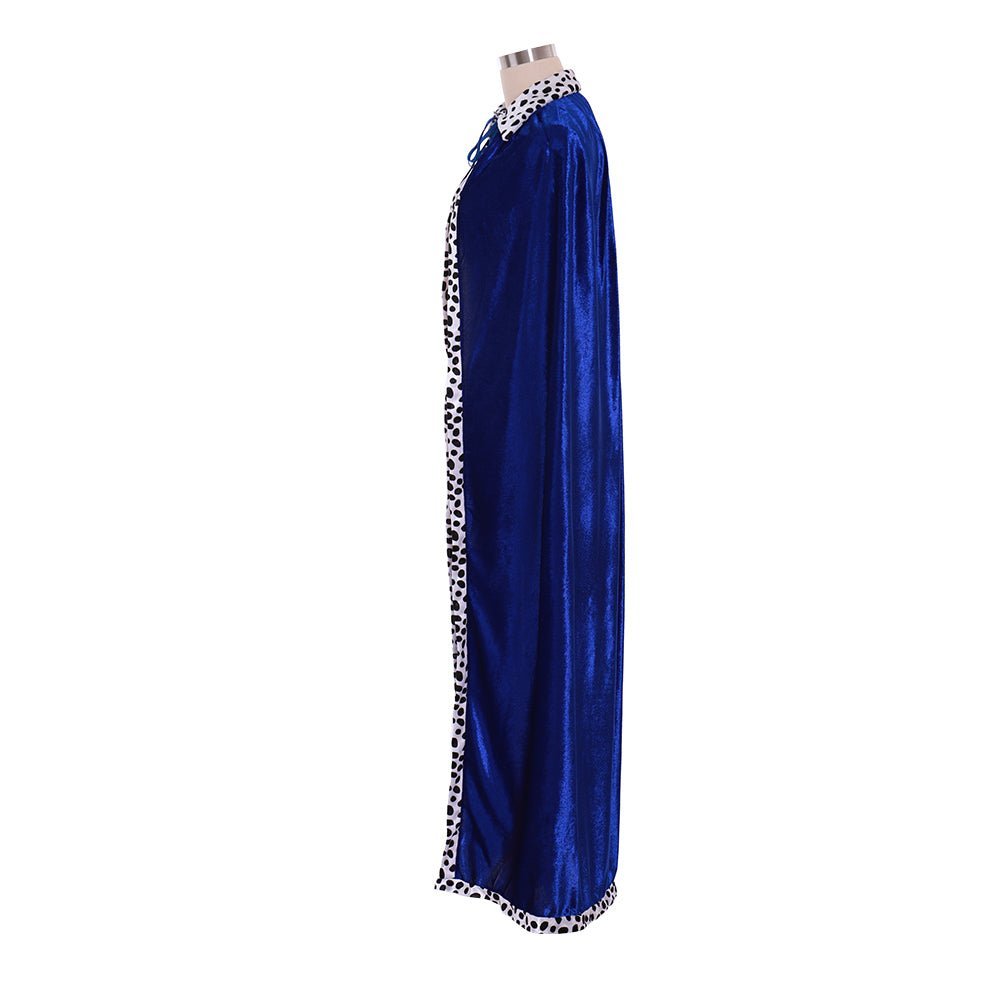 King Blue Velvet Cloak Costume for Adults - Halloween, Christmas, Carnival Party Outfit-Astricos