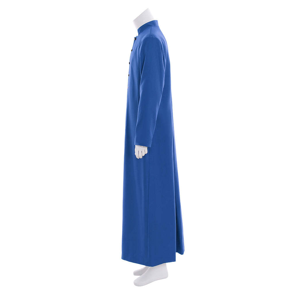 Blue Men's Clergy Robes Cassock - Traditional Church Priest Costume with Standing Collar-Astricos