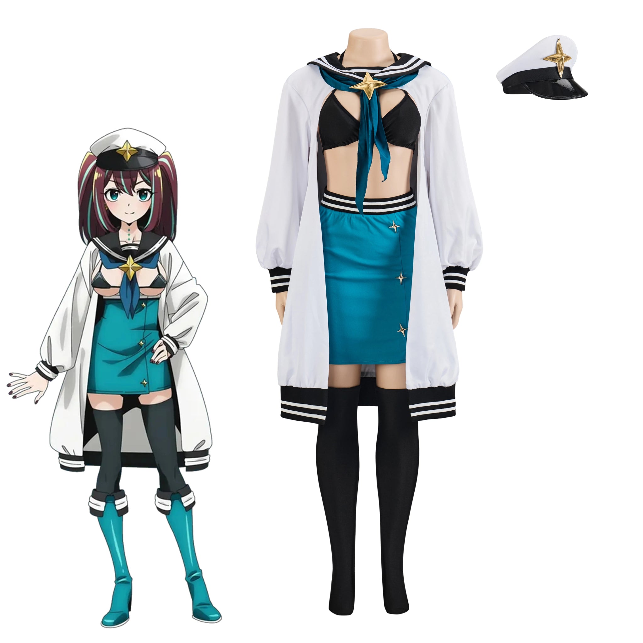 Akoya Matama Cosplay Anime Costume Magical Girl Sexy Bra Skirts Full Set Halloween Carnival Party Comic Con Uniform Gown Suit - Astricos