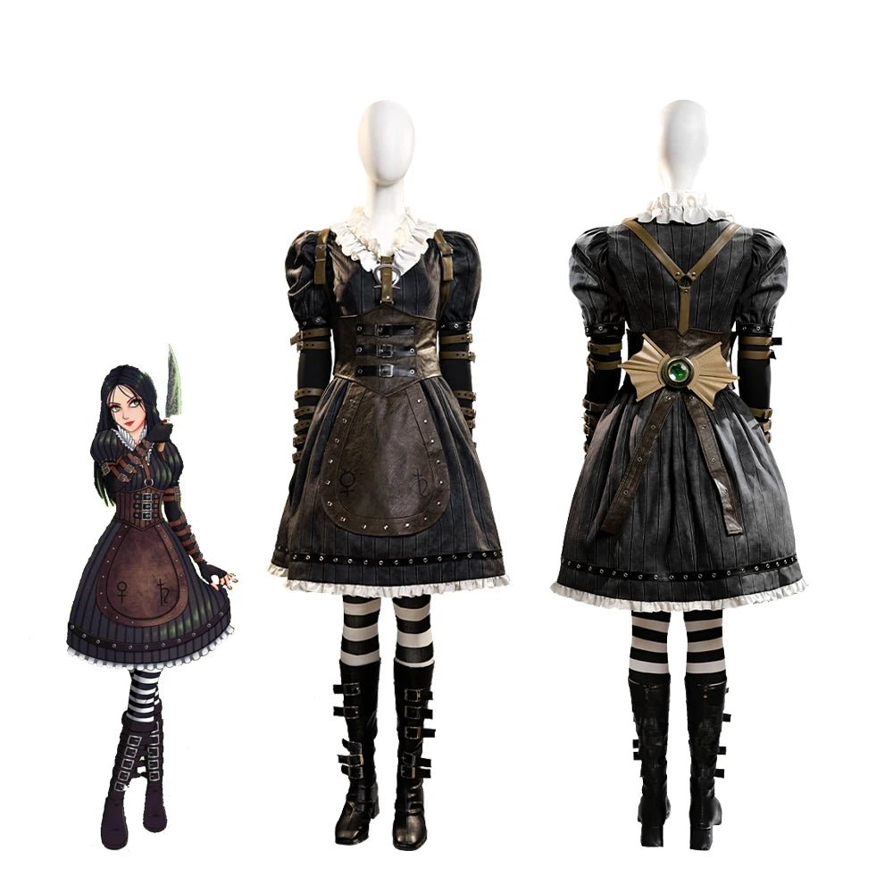 Alice Madness Returns Gothic Steamdress Cosplay Costume – Women's Halloween Party Outfit-Astricos