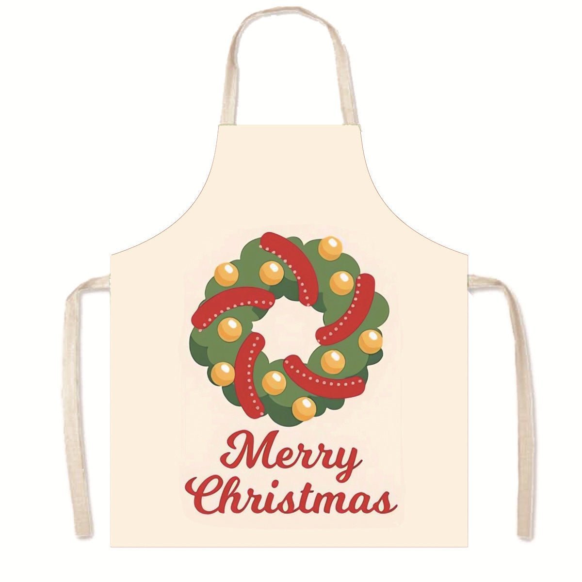 Nordic Christmas Apron - Festive Kitchen & Party Anti-Fouling Apron with Snowman, Bells, Elk & Santa Design-Astricos