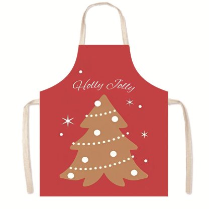 Nordic Christmas Apron - Festive Kitchen & Party Anti-Fouling Apron with Snowman, Bells, Elk & Santa Design-Astricos