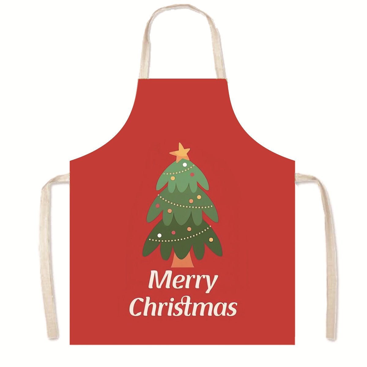 Nordic Christmas Apron - Festive Kitchen & Party Anti-Fouling Apron with Snowman, Bells, Elk & Santa Design-Astricos