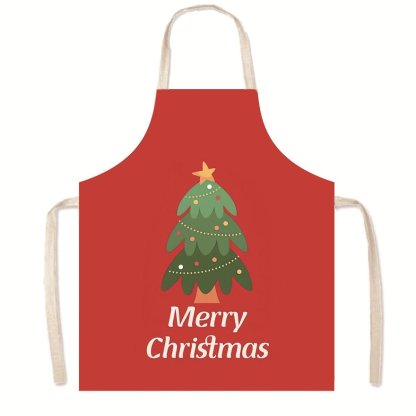 Nordic Christmas Apron - Festive Kitchen & Party Anti-Fouling Apron with Snowman, Bells, Elk & Santa Design-Astricos