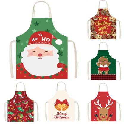 Nordic Christmas Apron - Festive Kitchen & Party Anti-Fouling Apron with Snowman, Bells, Elk & Santa Design-Astricos