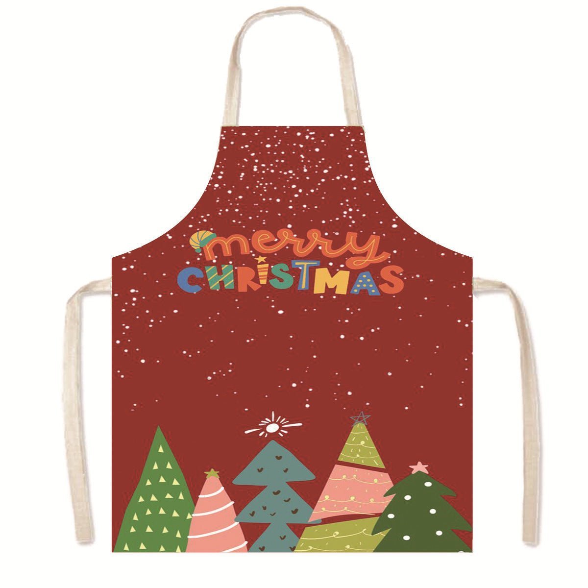Nordic Christmas Apron - Festive Kitchen & Party Anti-Fouling Apron with Snowman, Bells, Elk & Santa Design-Astricos